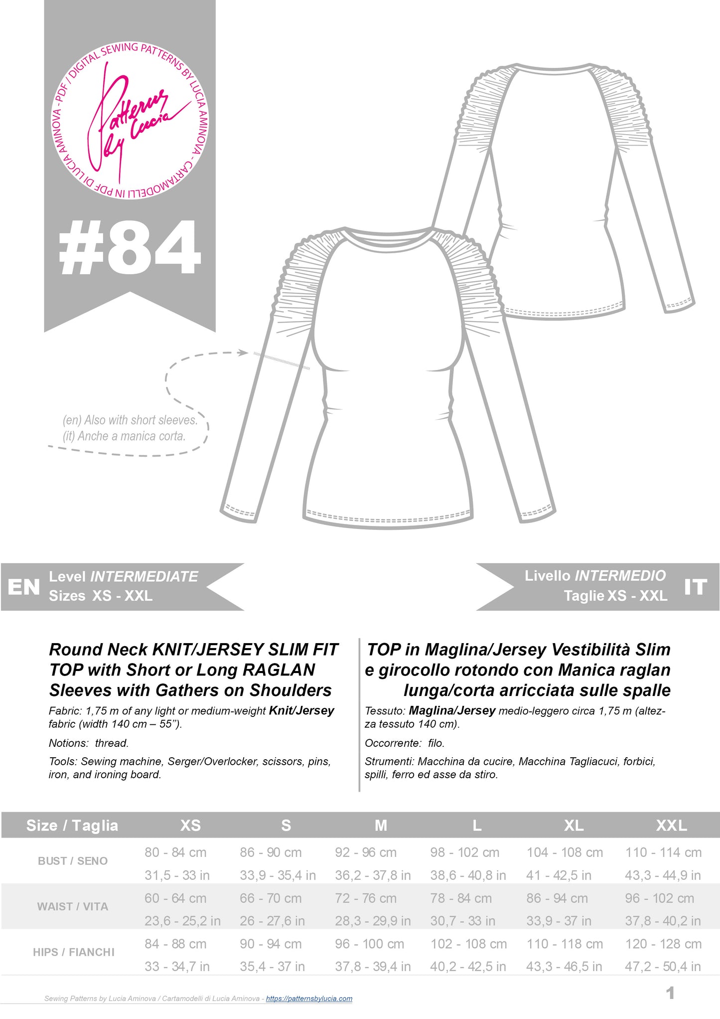 Jersey Top with Gathers on Shoulders, Sewing Pattern N.84