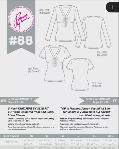 Rouched T-Shirt Sewing Pattern N.88