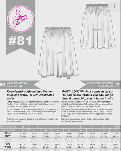 Culottes Sewing Pattern N.81